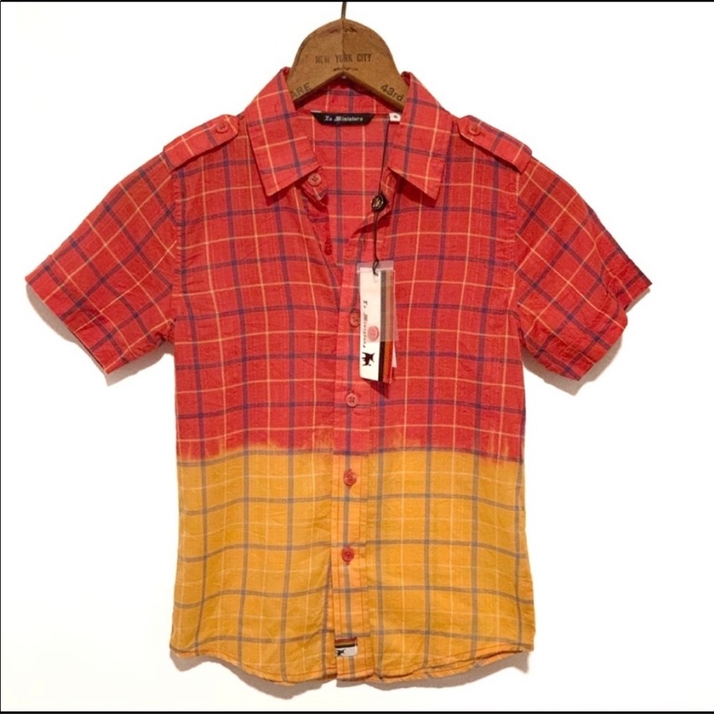 La Miniatura Dip Dye Plaid Camp Shirt